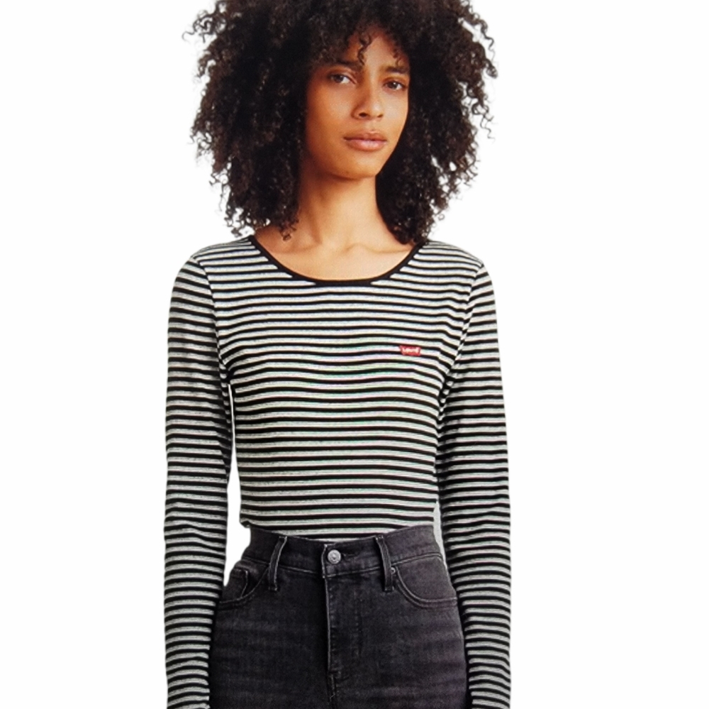 Levi's Women's T-Shirt Honey Striped Long Sleeve